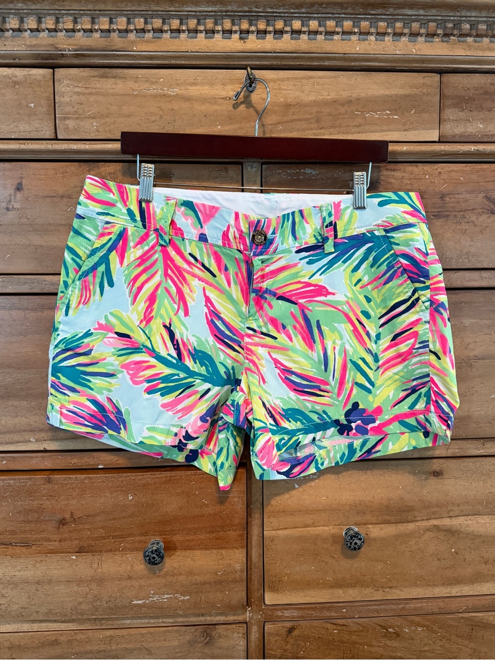 Lilly Pulitzer Bright Tropical Leaf Print Callahan Shorts Sz 14